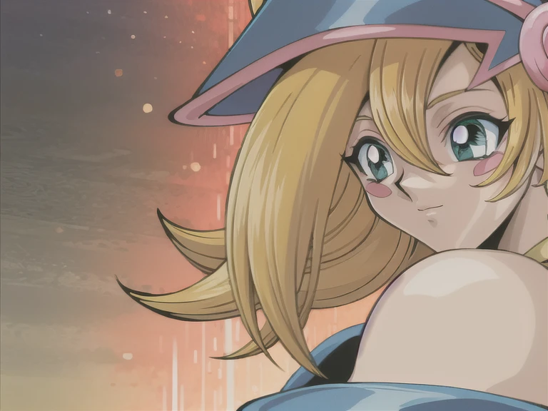 {{masterpiece, ultra-high quality, ultra detailed,}} Perfect Character Fusion, Perfect Outfit Fusion, Sakura Igawa, Dark Magician Girl, taimanin suit, blue hat, dark orange hair, blue eyes, large breasts, happy expresion, bedroom background, full body shot, sexy pose