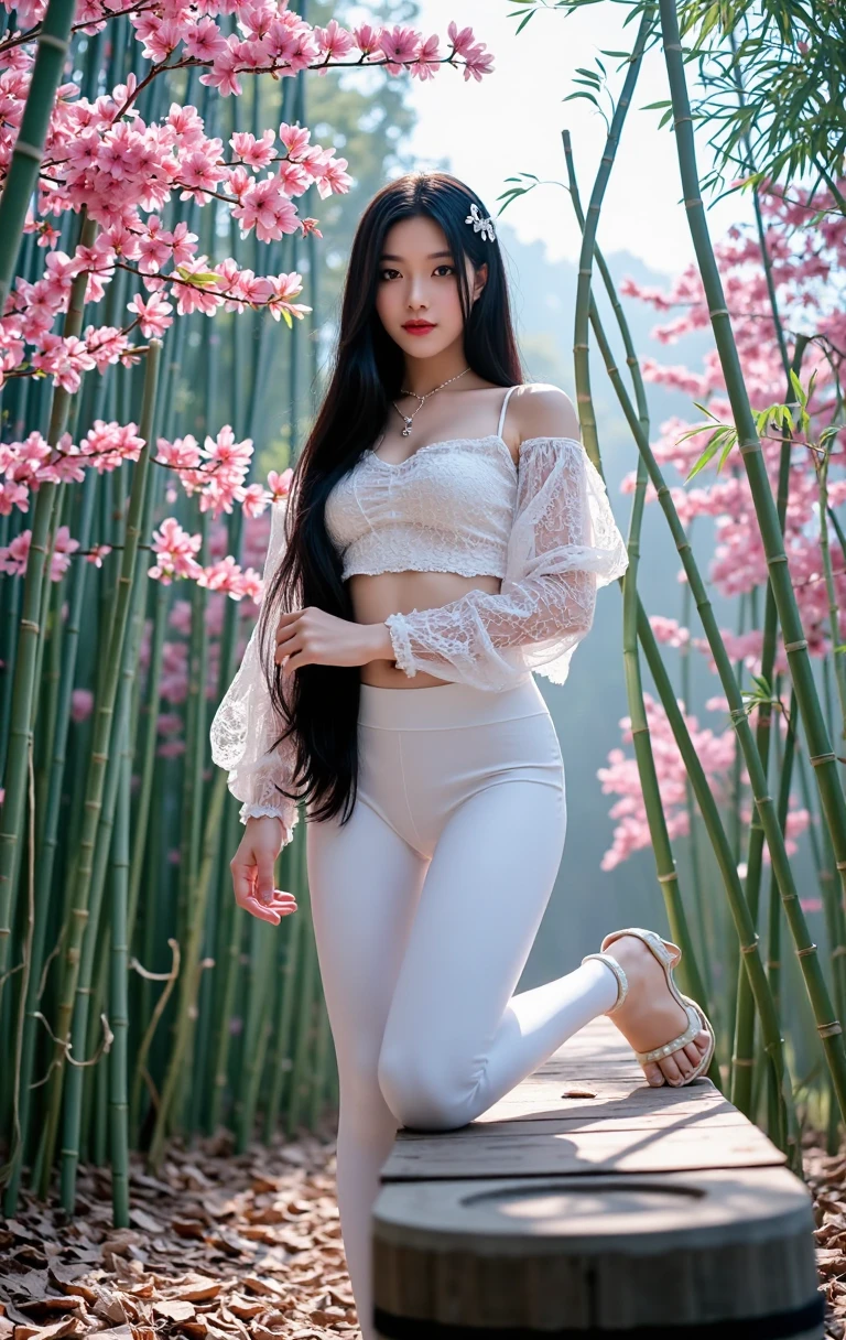 Leaning on the trunk of a winter plum tree,Leaning on the trunk of a winter plum tree,Leaning on the trunk of a winter plum tree,long slim legs,silverlong hair,lace choker,Royal sister,Silk stockings,Long sleeveless skirt,Anterior convex and posterior