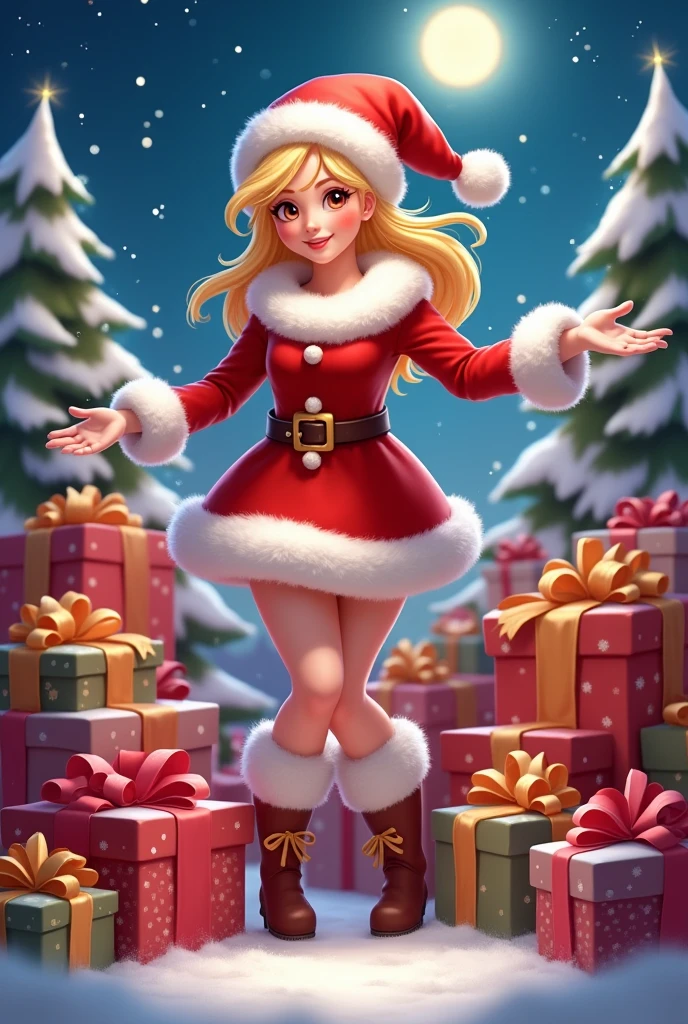 3d, disney cartoon style, pixar style, a lady with a fur coat draped over the shoulders, short wavy blonde hair, wearing a pearl and feather headpiece, wearing red dress, full body