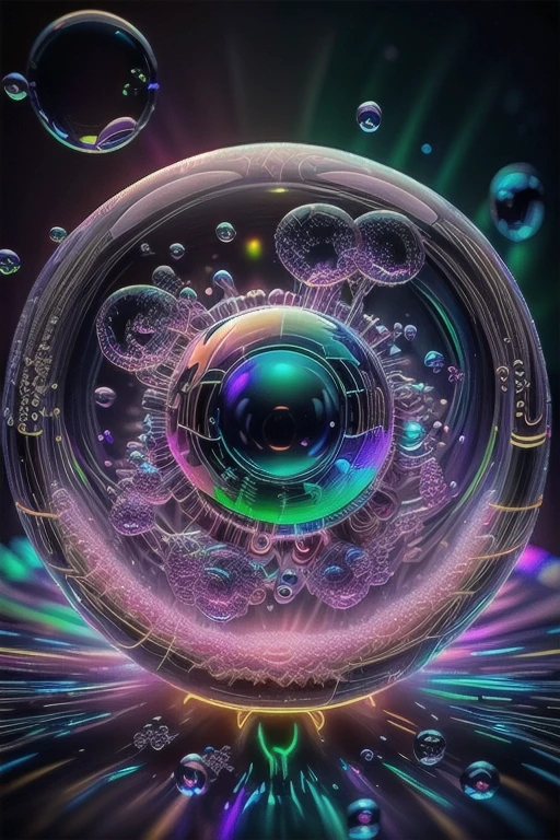 A close up of beautiful bubbles floating on top of each other, LSD, DMT imagery. GlowingNightmare, smile, neon colors, glowing, GlowingRunes_pink, GlowingRunes_green, GlowingRunes_paleblue, psychedelic droplets of water, abstract liquid, and intricate rainbow art. octane render, black 3d fluid simulation,  ethereal bubbles, swirling liquids, and highly detailed, octane render, reflective rainbow bubbles, twisted colors inside of glass spheres, Psilocybin Dream inside an amazing image of light emerging from colors in a shimmering glass morphing out of colors, bright neon and fluorescent colors,very bright, vibrant colors, perfectly formed and symmetrical reflective bubbles and spheres, attention to detail with these beautiful bubbles and spheres, Extreme Hallucinations in a gorgeous piece of  psychedelic digital artwork, Stunning, pixel art, tripped out colors, 4d mandelbulb psychedelics, glass like psychedelic landscape, intricate rainbow environment, psychedelic underwater brightness and glow with neon colors, glowing colors twist inside of translucent glass spheres and bubbles with light and color reflecting off of both in bright fluorescent colors, psychedelic trip, fluorescent and neon aesthetic, psychedelic vibrant colors, bright psychedelic paint splattered backgrounds,swirling spirals and vortex, bright vibrant colors popping out from 3d glass spheres, Rotational Symmetry, Pixel Assets, Portrait photography, Surrealism, Photorealistic, Hyperdetailed, Glass Morphism, Digital Art, Sparkle, Optical Illusion, Glowing Light, Reflective Light, Overexposure, Backlighting, Depth Of Field, Spheres and bubbles show perfect Symmetry, UHD, High Details, High Quality, Super Detailed, Full Focus, Awe inspiring, Shockingly unique wallpaper art, Breathtaking, Indescribably Beautiful, Heaven sent images, Best Quality, Award Winning, Masterpiece. psychedelic droplets of water, abstract liquid, and intricate rainbow art. octane render, black 3d fluid simulation,  