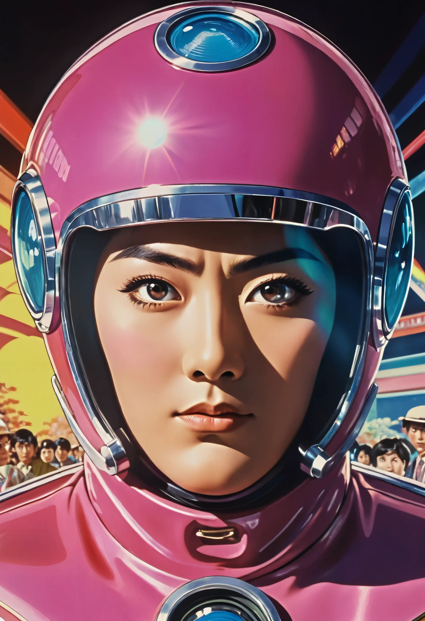  Manga characters,     1970's comic art    ,     1970's Japanese TV     show monster, detailed     Digital Paint,     bright color,     dynamic composition    , Dramatic lighting,     vintage aesthetics        , ( top quality,4K,8k,       high definition    ,masterpiece:1.2),  {{{{more}}}} ,(    realistic    ,photo    realistic    ,photo-    realistic    :1.37),    extremely detailed eyes and face    ,    long eyelashes,   Beautifully Drawn    ,    dynamic composition    ,Dramatic lighting,    bright color,    retro anime style poster  、   retro futuristic    ,1960s anime    ,    1970's Japanese TV    ,   Tosbraya Productions   ,   Power Rangers style   ,   SFX Transformation Hero  , Manga art,    Digital Paint