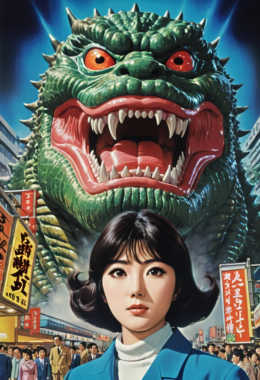  Manga characters,    1970's comic art   ,    1970's Japanese TV    show monster, detailed    Digital Paint,    bright color,    dynamic composition   , Dramatic lighting,    vintage aesthetics      , ( top quality,4K,8k,     high definition   ,masterpiece:1.2),  {{more}} ,(   realistic   ,photo   realistic   ,photo-   realistic   :1.37),   Extremely Detailed Eyes and Faces  ,   has long eyelashes,  Beautifully Drawn   ,   dynamic composition   ,Dramatic lighting,   bright color,   retro anime style poster 、  retro futuristic   ,1960s anime   ,   1970's Japanese TV   ,  Tosbraya Productions ,    Godzilla  ,  SFX transformation hero  , Manga art,   Digital Paint