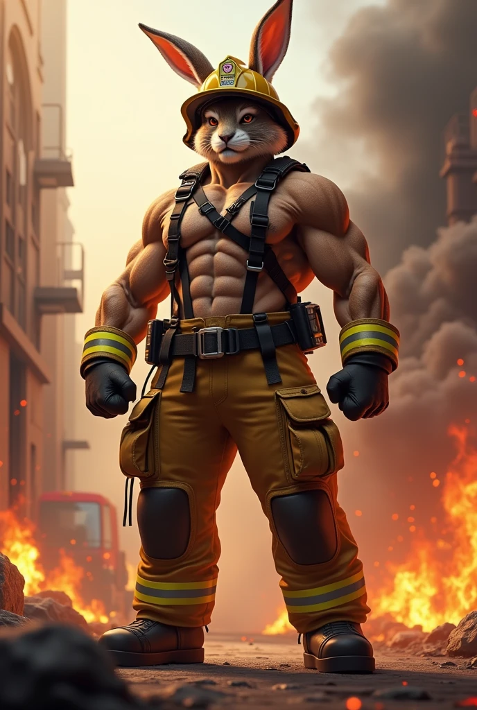 Lion, male, solo, adult, abs, pecs, nipples, older, strong muscles, firefighter, long mane, detailed face, beautiful eyes, firefighter outfit, open jacket, showing chest, muscular chest, muscular, seductive face, bodybuilder body, beefy, outdoor background, bulge, looking at viewer, by bruteandbrawn, by personalami, by kenket, (intricate, high detail, film photography, soft focus, RAW candid cinema,
photorealism, realistic, photorealistic, analog style, subsurface scattering,
masterpiece, best quality, ultra realistic, 8k)