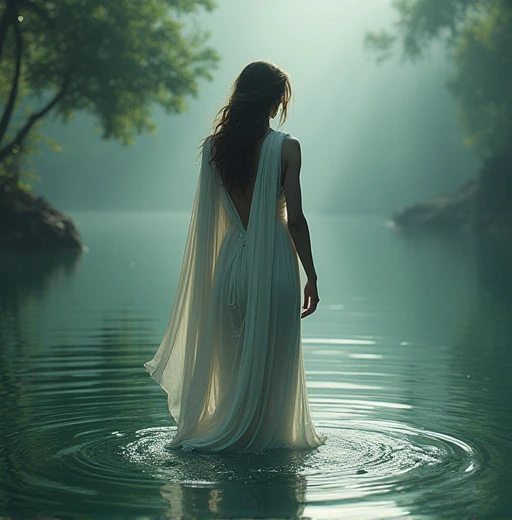 Royal sister,Brook baths naked,ray of sunlight,The lake is clear,4k quality