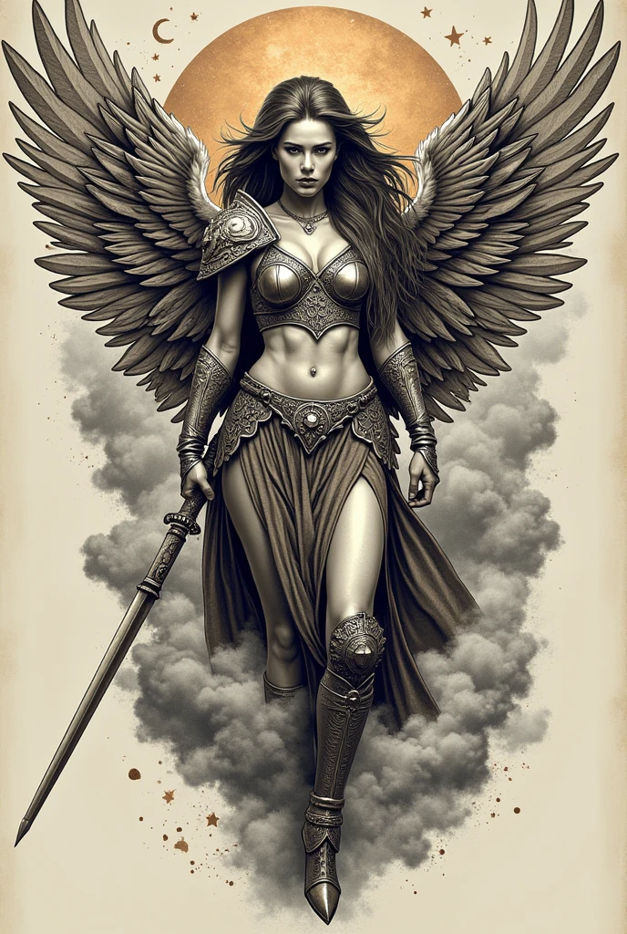 A female Valkyrie swings her sword at full force. beautiful woman. sketch. blackandwhite. drawing with a simple pencil. Simple drawing. big breasts. Norse mythology. Viking. dynamic pose. axe. wings. Without clothing. Unfinished drawing. pencil sketch. Erotica. Hits with a vengeance. Simple drawing. Unrealistic style. Pencil drawing. minimalism. simplicity. The blow is strong. Easy sketch. axe режет слева на право. Horizontal strike. god. naked. Quick drawing. Drawing without details. naked грудь. A slim body.