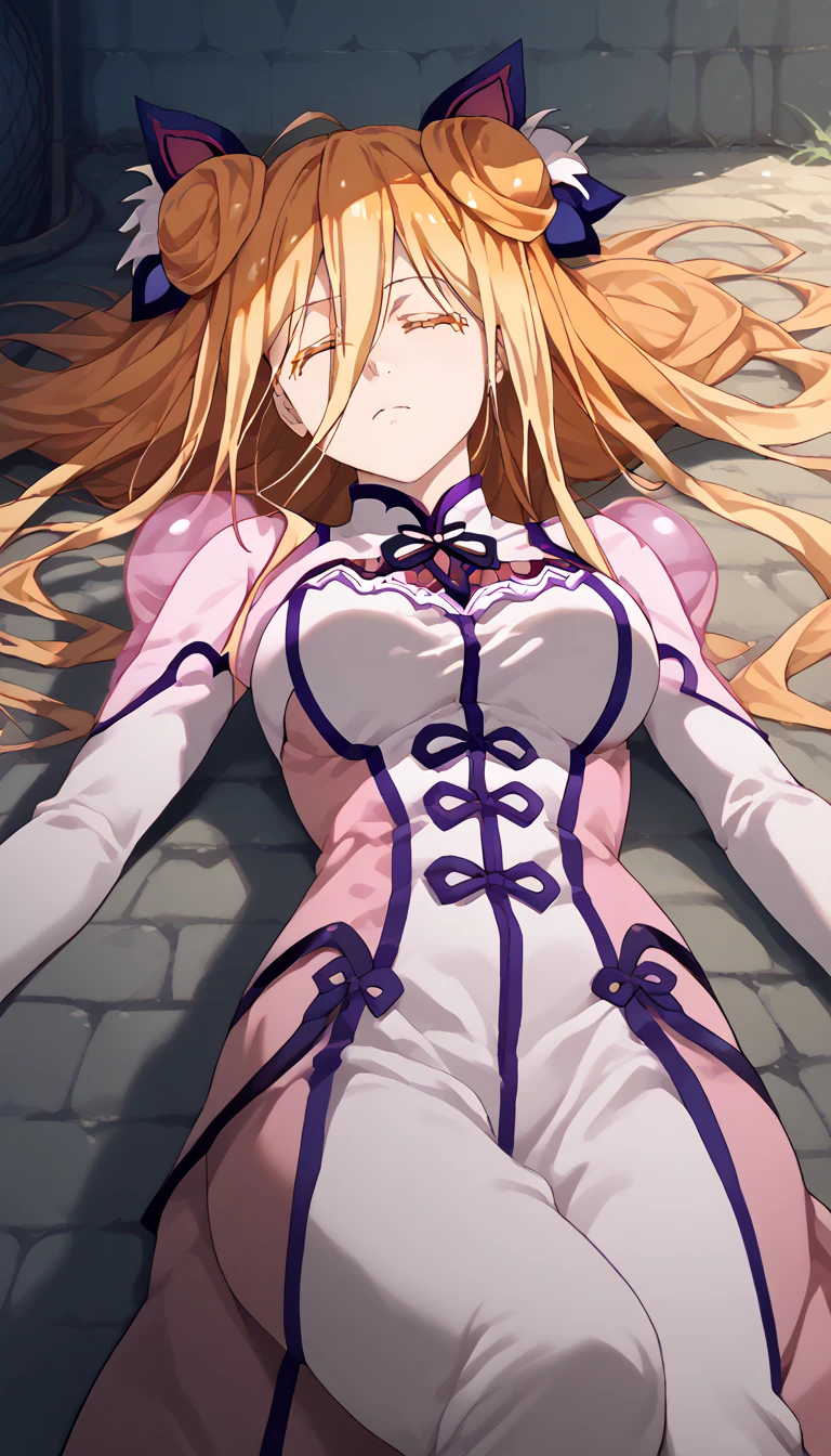 mukuro hoshimiya, date a live, callejón oscuro, spirit suit , lying in a dark alley in a fetal position, Unconscious 