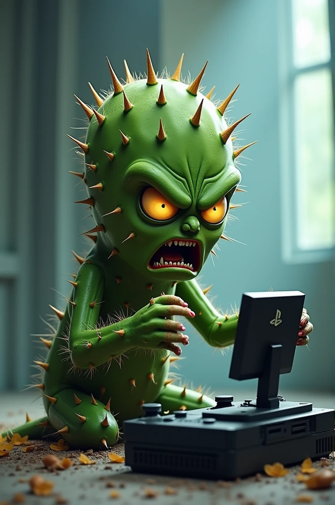 Create a phone with creepy smile sucking human brain with straw