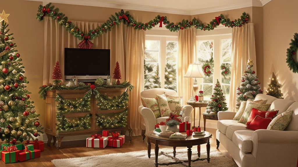 decorate room with Christmas-themed decorations