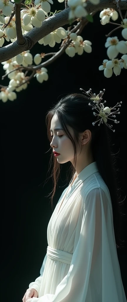 Apparition,Girl, Two women,Mouth on the back of the head,One person,Lips on head, Mouth on head,Beauty,Realistic Women, lovely,Japanese