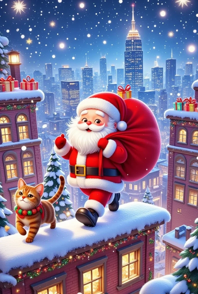 a happy santa claus in a candy cane, cute snowmen, colorful scarves, exaggerated expressions and poses, festive christmas atmosphere, snowy winter landscape, 8k, highly detailed, cinematic lighting, vibrant colors, warm color palette, photorealistic, digital art, christmas poster