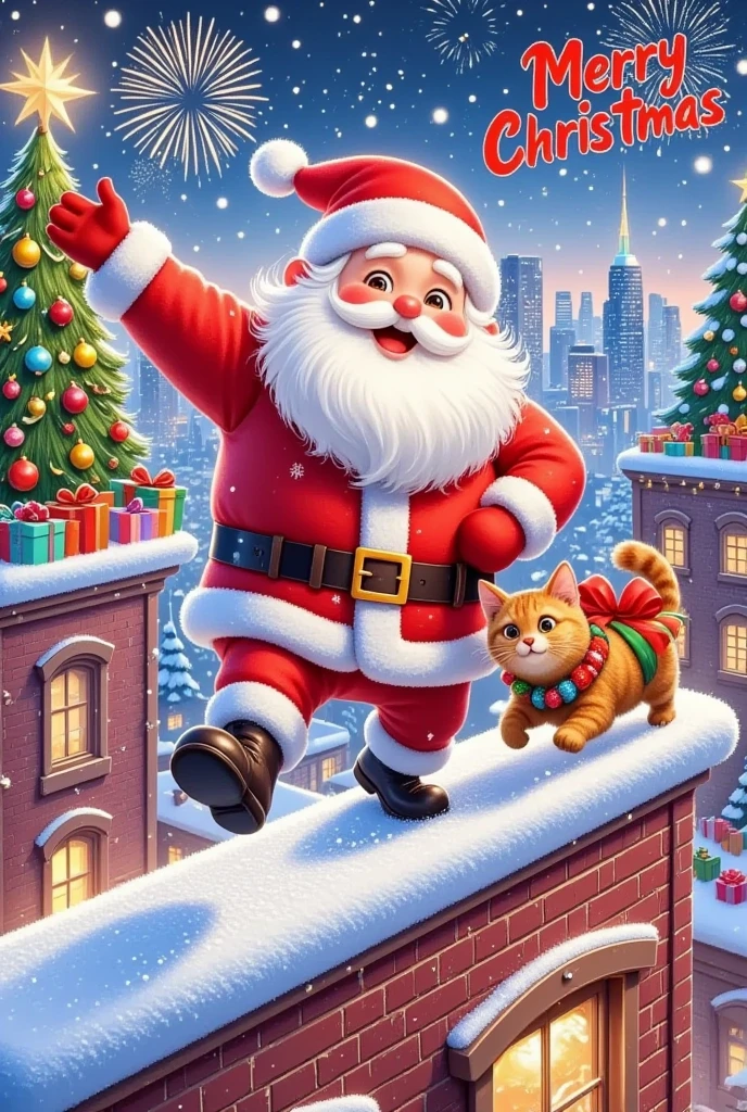 a happy santa claus in a candy cane, cute snowmen, colorful scarves, exaggerated expressions and poses, festive christmas atmosphere, snowy winter landscape, 8k, highly detailed, cinematic lighting, vibrant colors, warm color palette, photorealistic, digital art, christmas poster