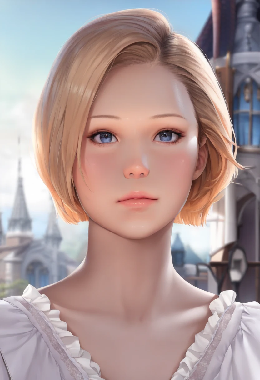 a prince in another world, blonde short hair, center part, 1 person, (best quality,4k,8k,highres,masterpiece:1.2),ultra-detailed,(realistic,photorealistic,photo-realistic:1.37),detailed facial features, beautiful detailed eyes, beautiful detailed lips, extremely detailed face and portrait, hd, intricate details, digital painting, highly detailed, cinematic lighting, dramatic lighting, fantasy, concept art, detailed environment, lush environment, magical atmosphere, mystical, enchanting