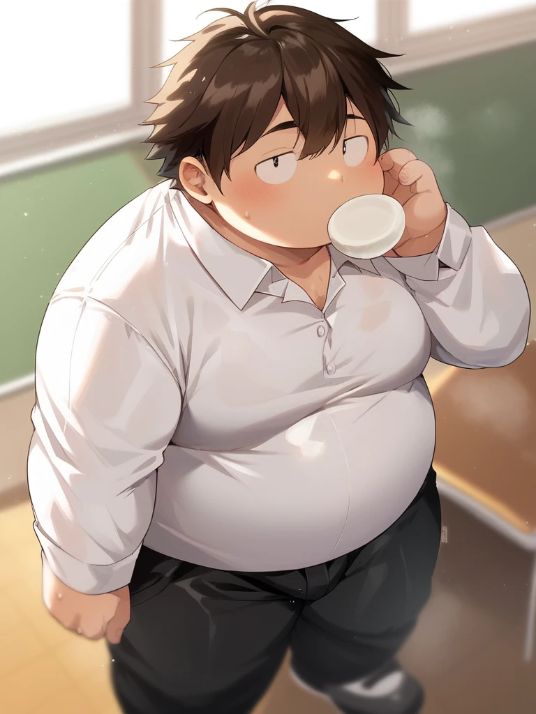 Fat teacher, drinking diarrhea, made by student