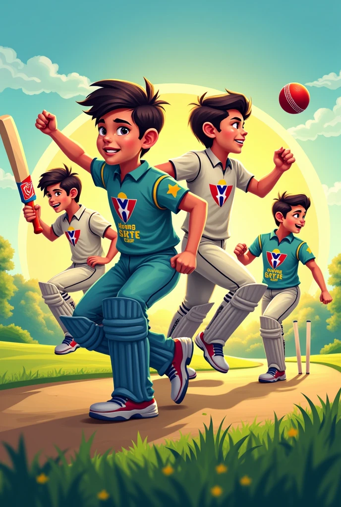Make cricket tournament poster. young boys vs old boys