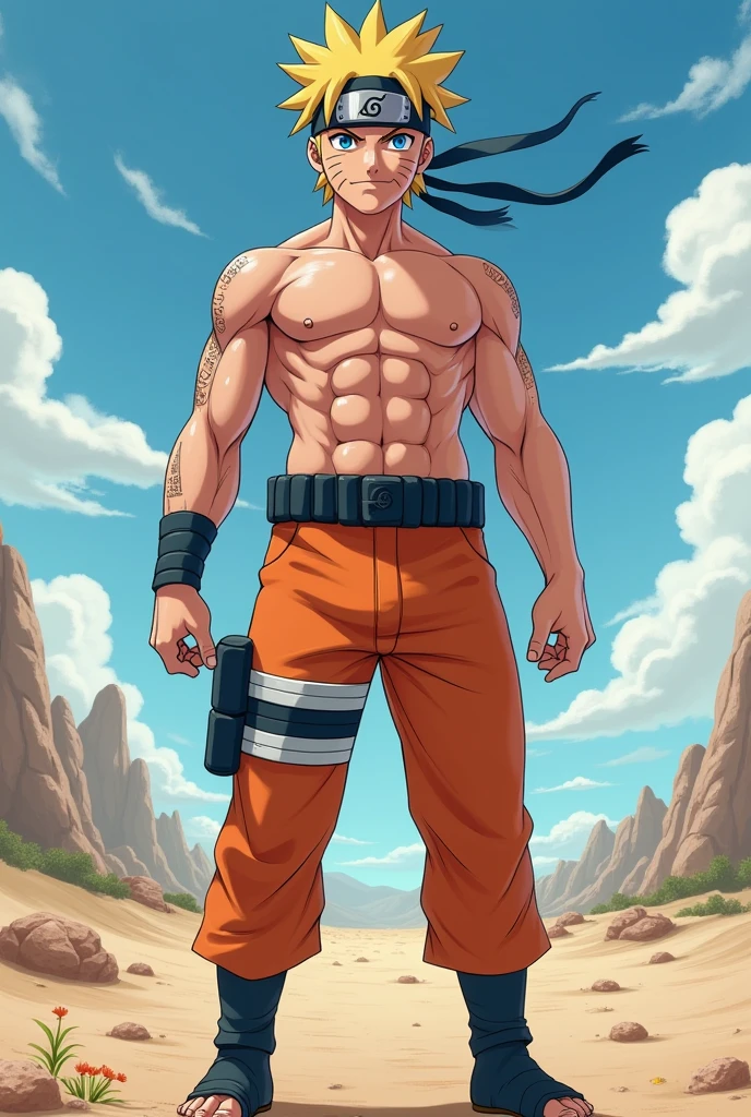 Naruto with no clothes and big muscles
