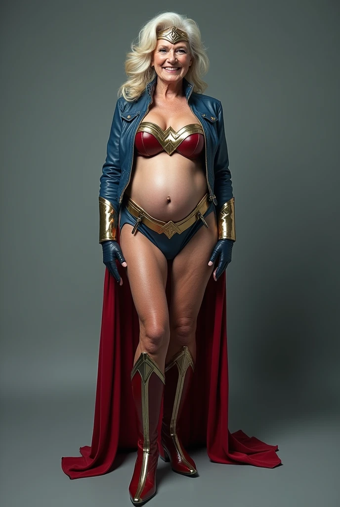 Wonder woman, beautiful girl, blonde hair, big breasts, wearing a bare-chested kimono, pregnant , sexy post, on the chair, in the living room,at the house.