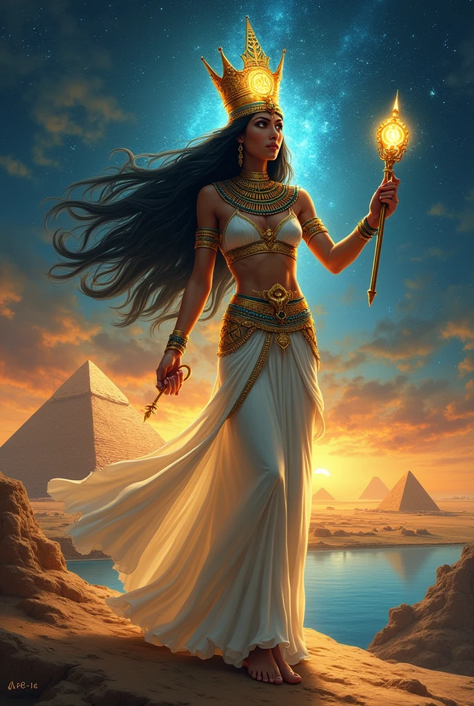 uma mulher com ((cabelos LONGOS pretos)), deusa da Terra, elementar natureza, Generating Beautiful Representations of Life, ((A beautiful Sumerian goddess)),(( Mitologia da Deusa da Terra)), Deusa do amor e da paz, COM ROUPA