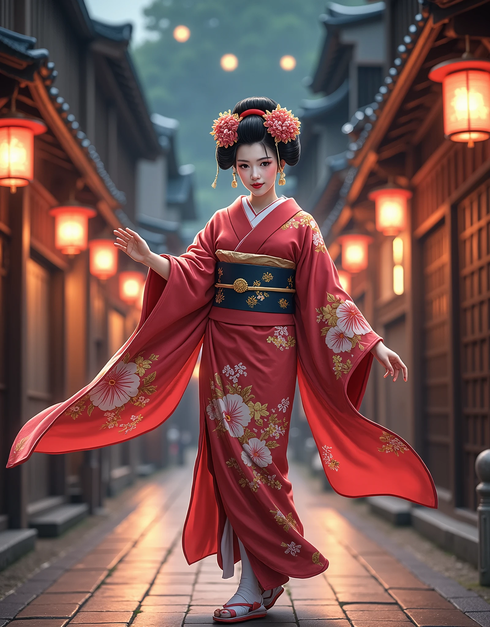  Kyoto Gion, Miyako Dance ,  beautiful maiko, Beautiful dance figure ,  professional lighting,  detailed anime illustration art,