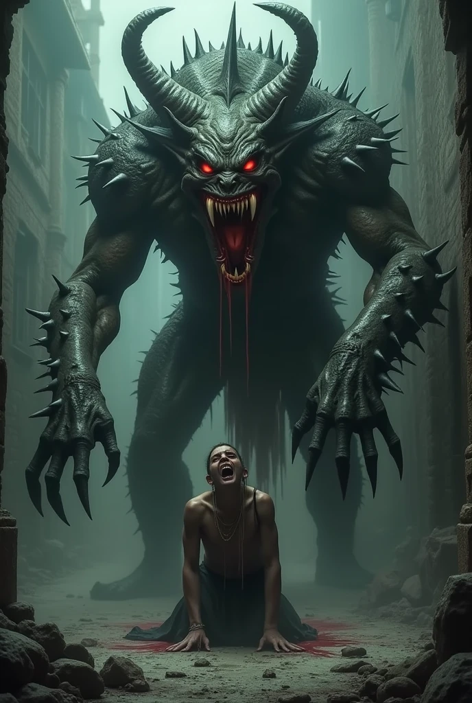 two mens, one white and short half demon and half man and the other big and black, half man half dragon