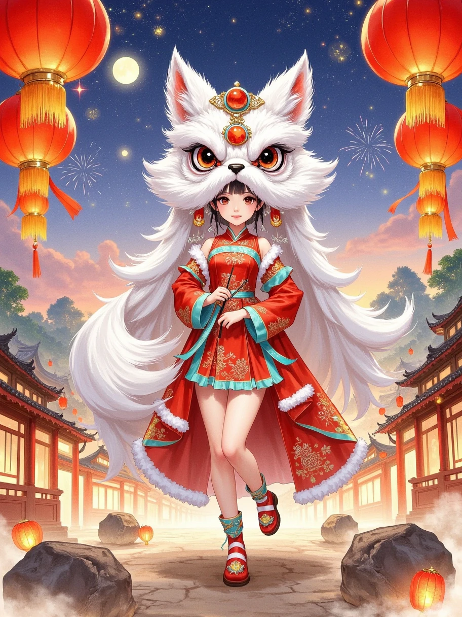 (anthropomorphism:1.5), Ink wash painting, (Chinese White Female fox demon, Nine huge fox tails, In the middle), white background, scenery, ink, mountains, water, trees, Oriental elements, Chinese traditional color matching, ( Clear lines, masterpiece, official art, movie lighting effects, 4K )