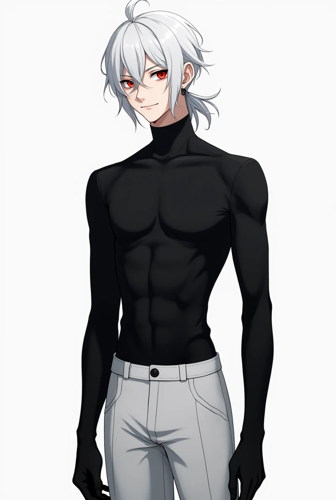 absurdres, highres, ultra detailed, super fine illustration, best quality, 1boy, perfect anatomy, male focus, solo, (dark-skinned:0.8) male, silver hair, long hair, black bikini, bare shoulders, bare arms, bare legs, <lora:_L2090:-0.6> <lora:flat:-0.2>