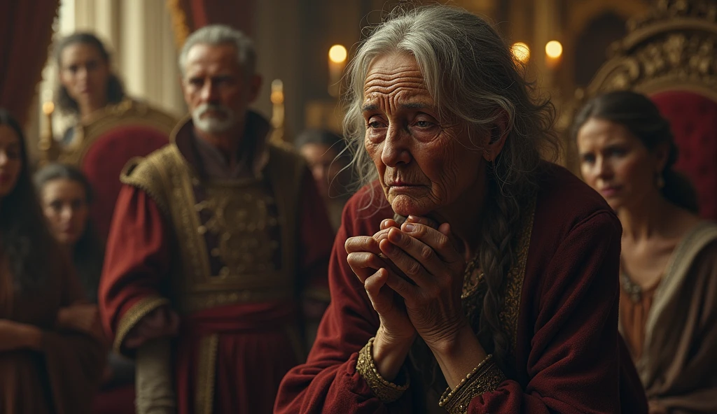 (Realistis:1.4),medieval times,8K,After the war,top down shot,wide wide shot,Close-up,low angles,low angle shot,Elevation angle,Close-up,Get close to the character,dramatic scene,A princess,The richly dressed princess sits by the devastated city walls,The city is full of beggars,Full of ragged beggars,overcast day,Drizzle,A sense of contrast,and it is raining,Helpless beggars,A group of beggars looked at the princess,Comic storyboard