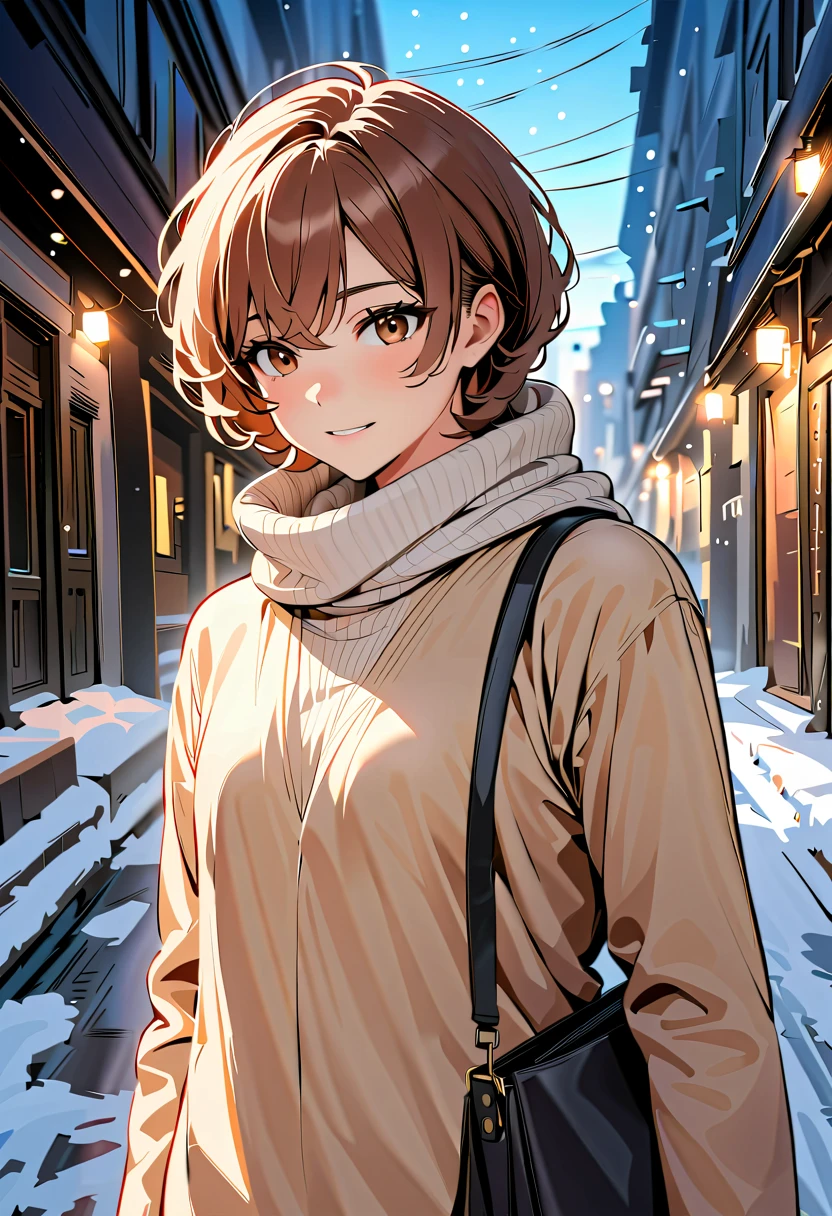 trim,(((1 girl,Panty shot,white lace panties))),highest quality, masterpiece, High resolution, 一人in, {your chin_Kumiko_sound euphonium:1.15}, Brown_hair, short_hair, Brown_eye, blush, serafuku, 前hair, closed_mouth, 1 girl, night, pink_scarf, scarf, blurry_background, looking for_in_viewer, outdoors, blurry, smile