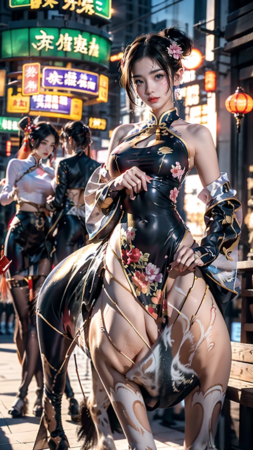 ((NSFW:-0.9, (nipple:-0.9), Acutance:0.85, White and Red, Mystic sight, (many Dazzling flush lights with lens flares), Luminous Particles, many colorful Lights )) . best quality, (masterpiece:1.3, ((realistic and photorealistic with touch of rawness:1.37)), ultra detailed:1.3) . (Amazing KAWAII Idols Walking on stage), ((Extremely detailed (KAWAII face variations)) with joyful expressions), { oiled ivory skin | Overflowing Biomechanical HUGE and HEAVY boob | pretty hips | (Exquisitely White dress with back cutouts) | Full of flowers covering girl's body | long hair:-0.8 }, { (Visible naked backs with Overflowing sideboob) | ( kicking on stage with Red highheels, large crowd:1.4) } . (((corrected pretty hands))), Whole Body proportions and all limbs are anatomically accurate .