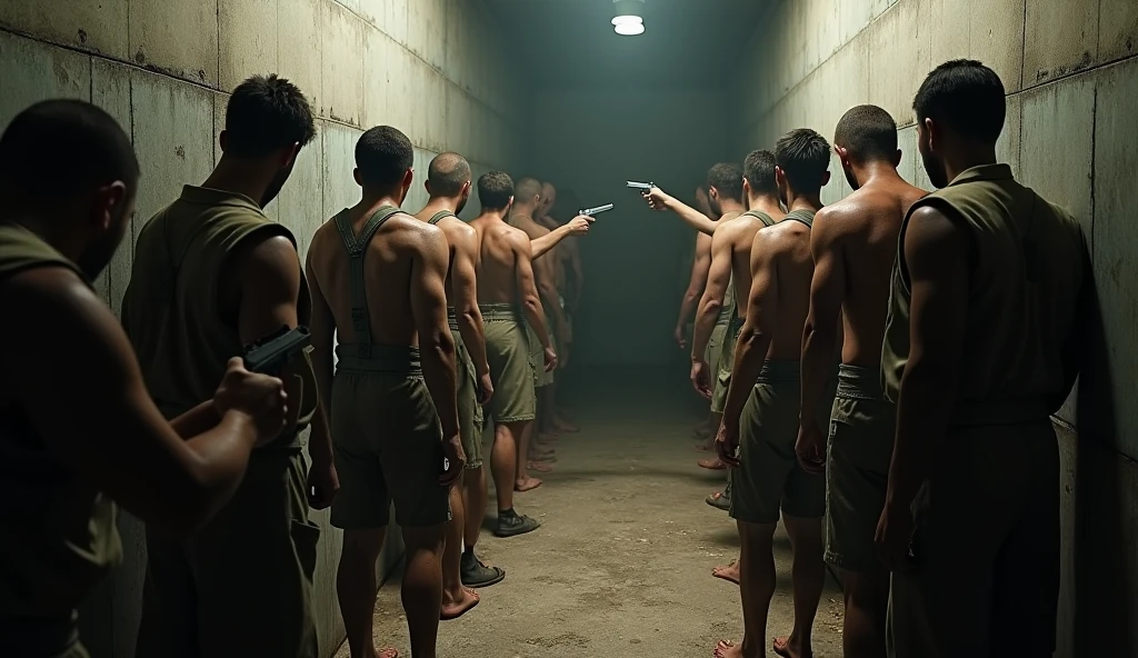 A prison cell with the gay men and a man afraid of them