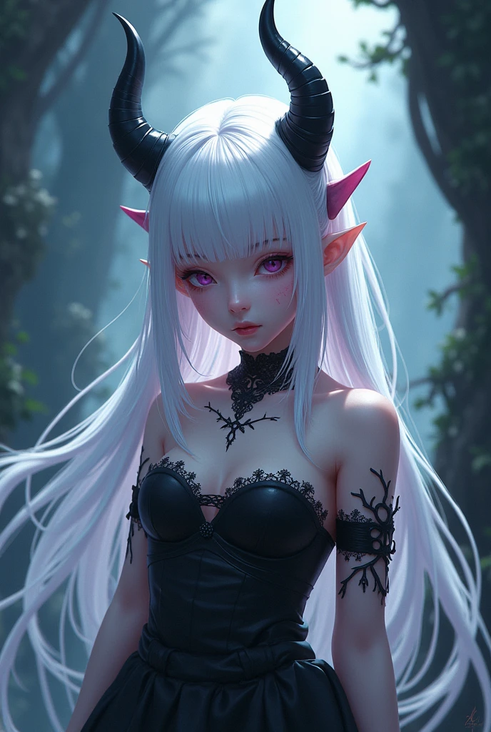 Eternal Dread2のSuccubus、anime、Seduce、smile、cute、White Hair
