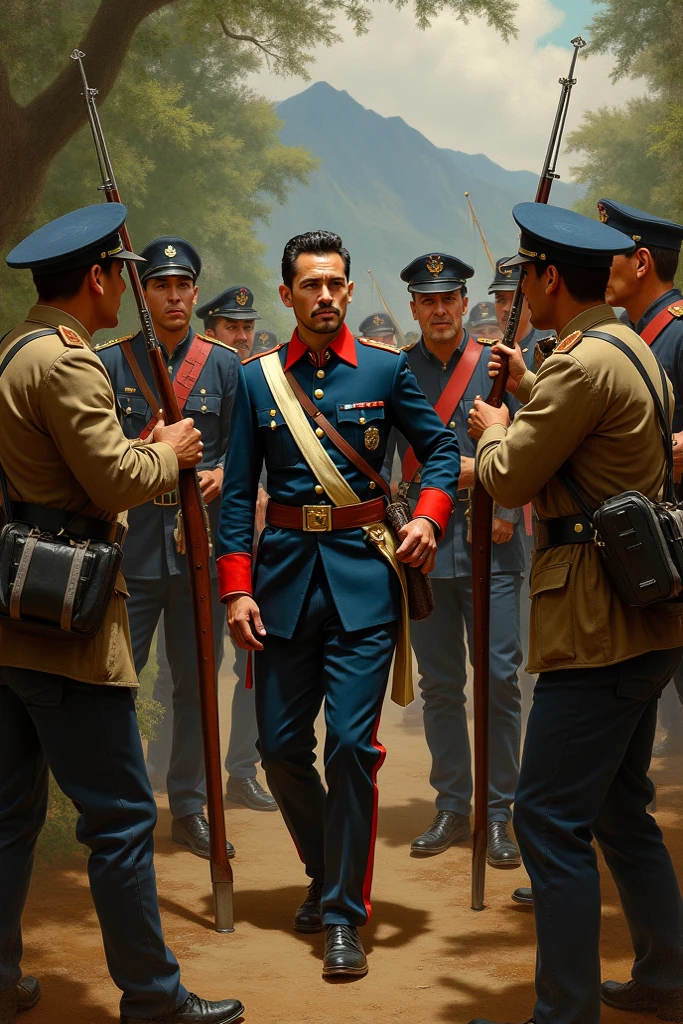 Develop a work of art that depicts Che Guevara as a heroic and inspiring figure, utilizing the authentic colors of his period clothing. The image should convey Guevara's revolutionary essence and evoke a sense of courage and determination.

Imagine a medium-sized painting, with Che Guevara featured in the center. He is dressed in his iconic black beret and olive green uniform, which were characteristic of his dress during the years of revolution. These specific colors are important to capture the historical authenticity of the work.

When creating the background of the painting, choose a color palette that complements the colors of Guevara's outfit. Opt for earthy, subtle tones such as brown and beige to create an atmosphere reminiscent of Latin American landscapes. This can add a symbolic context to the image, representing the revolutionary struggle in a real environment.

In the composition of the work, emphasize Guevara's gaze, as his expressive eyes were a striking element of his personality. Convey the intensity of your gaze, which denotes determination and an unwavering conviction in the revolutionary cause.

To emphasize the heroic aspect, add symbolic elements that represent the struggle for social justice. This may include revolutionary flags, symbols of resistance, or scenes depicting solidarity among oppressed people.

Remember to capture the distinct details of Che Guevara's face, such as his beard and hair. These elements contribute to its visual identification and can reinforce the immediate recognition of the depicted figure.