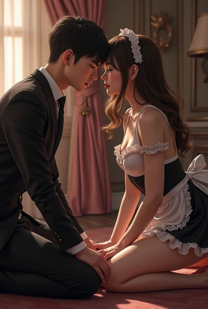 <lora:Fellatio under table_197715:1.2>, fellatio under table, sitting under table, blowjob, sucking dick,
masterpiece, best quality, pov, view from above, closeup shot, 1girl, 1nude boy, penis, medium breasts, petite body, black hair, long hair, white bride veil, exotic white bride dress, white stockings,
sitting under the table, aroused facial expression, in the church,