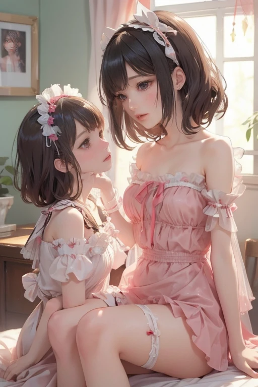 (masterpiece、top-quality、highest details、Official art、Beautifully Aesthetic:1.2)、(2girls:1.5)、37With my mother for many years、My daughter is in high school、A highly detailed、(Fractal Art:1.1)、(see -through:1.3)、(Lingerie Dresses:1.5)、、(shinny skin)、(mekosji:1.4)、(tiarra:1.4)、Big breasts with beautiful shape、Slim waist、looking at the viewers、A detailed eye、metal ornaments、Very delicate details、Light shining on the face、(((Small microundersized tightware ((Transparent))White Bride Lingerie)))((Cameltoe)), White long socks, pale skin, Hair Ornament,(Breast milk:1.5),Pee is leaking、Detailed face and eyes,Eyes Like Gems,cry,Sexy smile showed teeth((embarrassed))、Dramatic Lighting、Holding overflowing breast milk in your hands、Daughter Pixie Cut、((No underwear)),Tongue out, cum in tongue, Crazy, Open mouth, Screaming, Ahegao, Heavy breathing, blush, Sweat,Spread your legs,A seductive smile,Kinky laughter,Obscene atmosphere、((See-through, Almost transparent handless)),sexual teasing,Sexual innuendo,((Spreading Mother's Legs)), Captivating (Smile), Happy laughter、On the church floor、((nipple shape protruding))、Camera angle from below,Gorgeous mother and daughter、Pee is leaking、Transparent panties、Wet and see-through、Squat mother only、Blonde and silver-haired mother and daughter、Mother turns her body to the viewer、Mother shows aside、