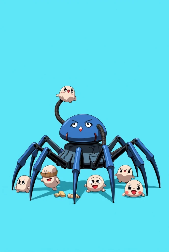 masterpiece,best quality,Full of smiling faces,Black all over,It's a spherical black monster.,The body is dripping down like asphalt,Has a big mouth that accounts for a large proportion of the body,There's a laser cannon barrel inside.