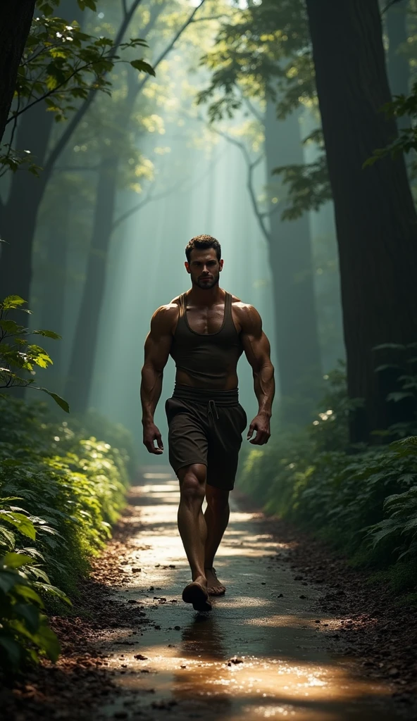 Handsome Boy with six packs body walking in the ground
