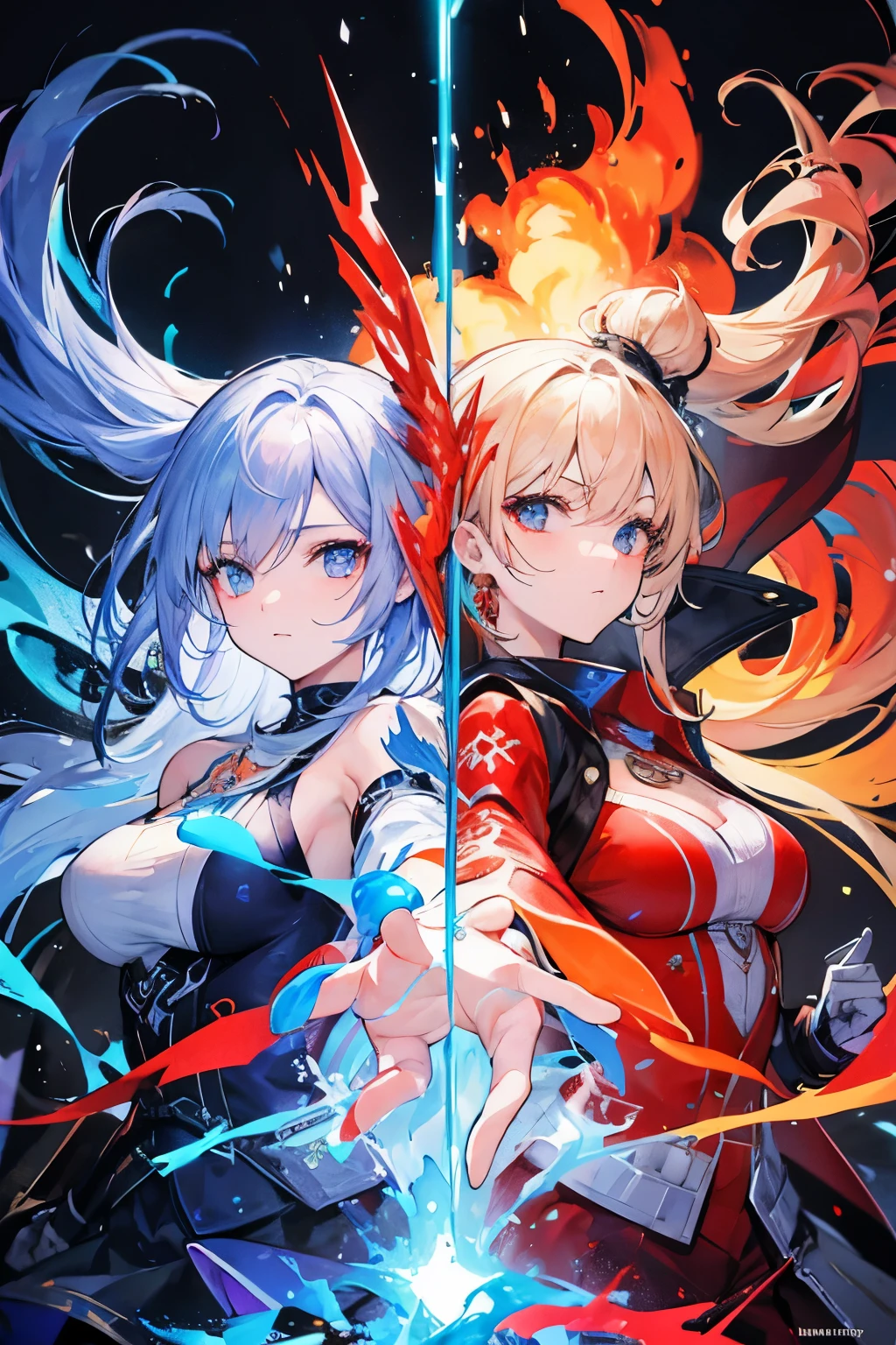 background, mixed-language_text, Japanese letters in graffit, 3girls, excellent lighting, sidelighting, (curvy: 1.2), vhsKeeper, in graffit, style GUILTY GEAR -STRIVE perfect(flat color: 1.3), (magazine_cover: 1.4), (multicolored_background: 1.3), striped_background, card_background, :: comix style by joe madureira ::large breasts, perfect and detailed, ultra detailed shirt with abstract design, with Japanese graffit letter print on the sides of the dress, image of full-body women fighting alongside you with powerful dragons versus alien creature full of tentacles, with immersive effects, hover effect, background graffiti style tribal tattoo with vibrant colors "ultra HDR" detailed and with focus effect, (masterpiece: 1.2, best quality),(Finely detailed eyes and detailed face with long eyelashes:1.3), in various full-body attack poses, (cute background: 1.2),futuristic costume, super detailed circular metals Clinging to the arms and pants, fantastic paintings