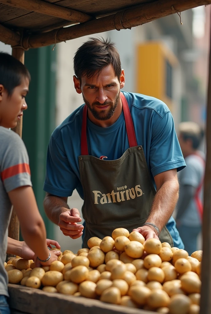 TWO VERY BOLIVIAN MEN FIGHTING OVER A GIANT POTATO