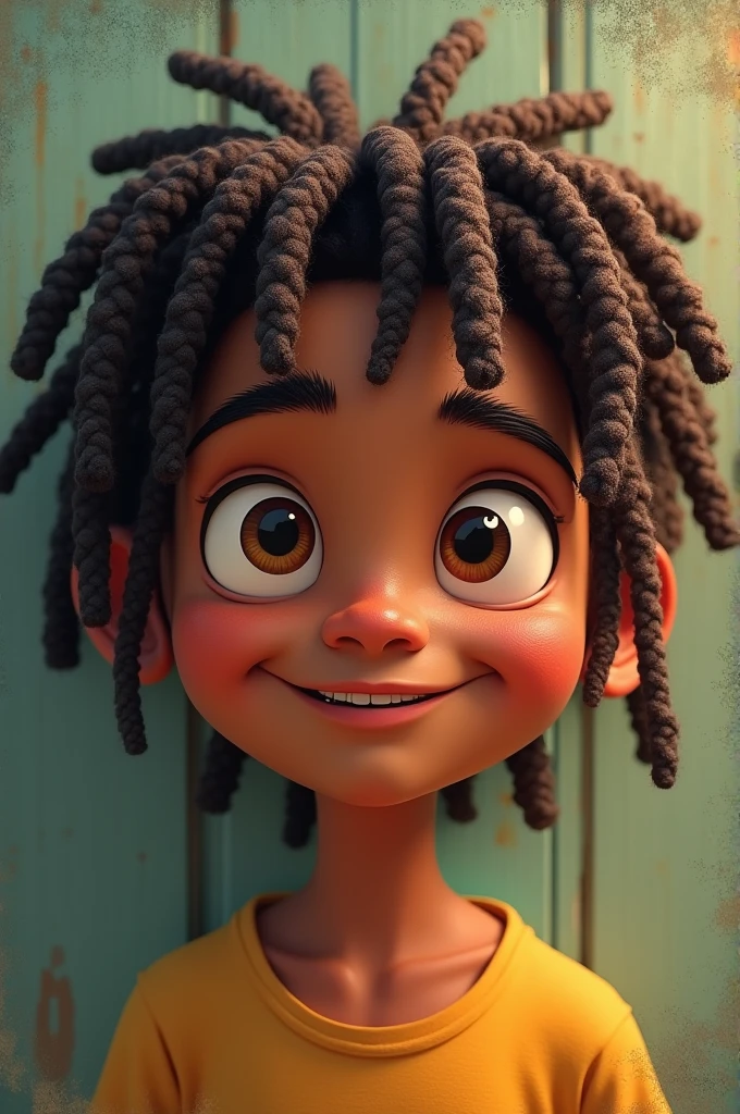 Two-dimensional, HD, (best quality), an African child, looking at the camera, laughing