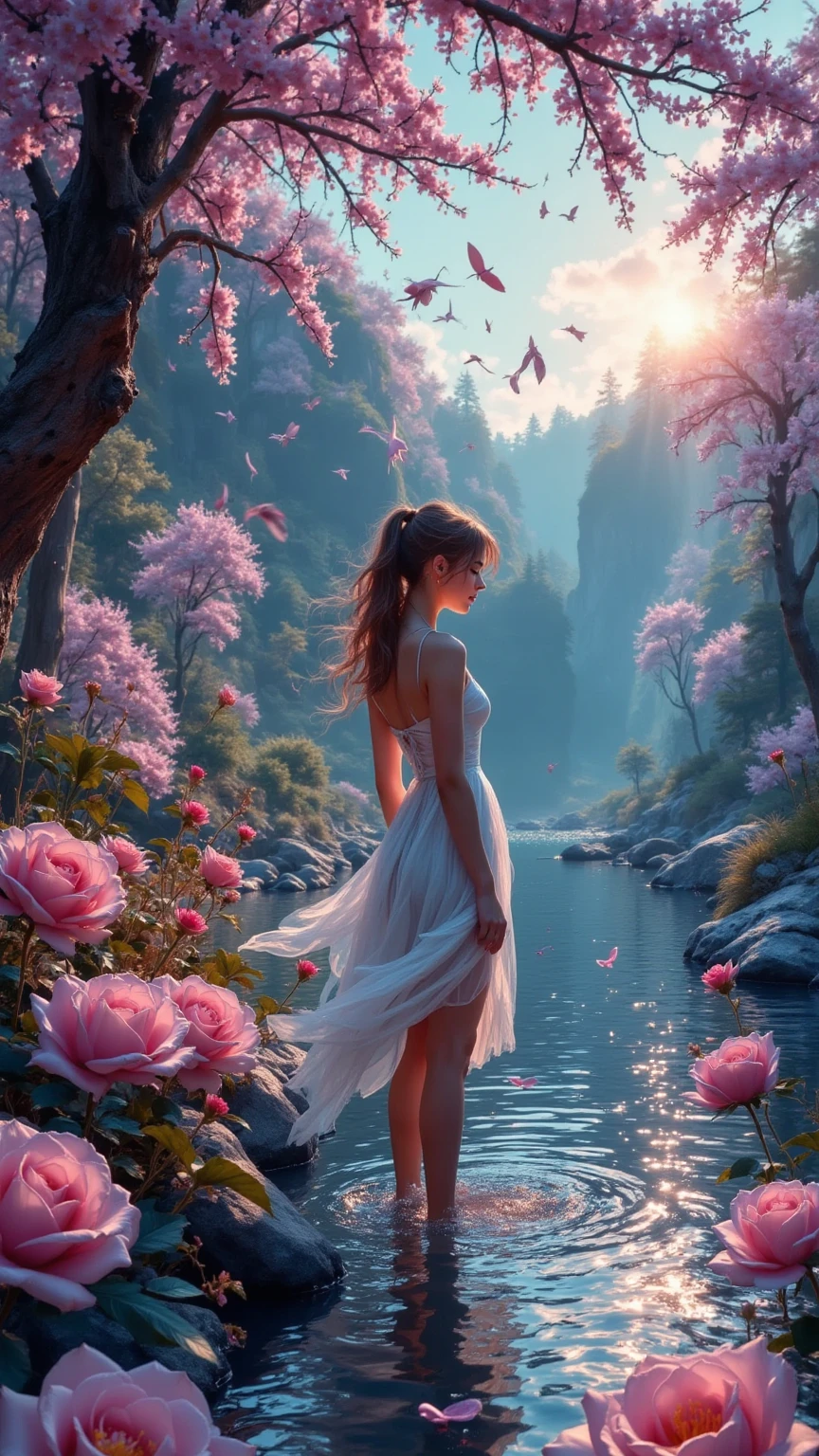 a girl in a flowing dress, dancing gracefully,beautiful detailed eyes,beautiful detailed lips,extremely detailed eyes and face,longeyelashes,elegant movement,active pose,twirling skirt,natural lighting,warm color palette,(best quality,4k,8k,highres,masterpiece:1.2),ultra-detailed,(realistic,photorealistic,photo-realistic:1.37),intricate details,vibrant colors,soft focus,oil painting,cinematic lighting