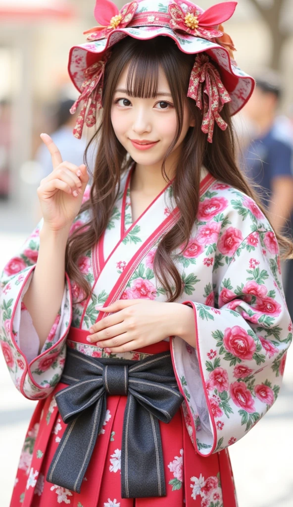 nsfw,Japan Person, 2girl with fun , japan famous idol, very young face, masterpiece, high quality, head tilt, taisho period, hakama,narrow shoulder width,looking at viewer, small face,leaning forward,laughter