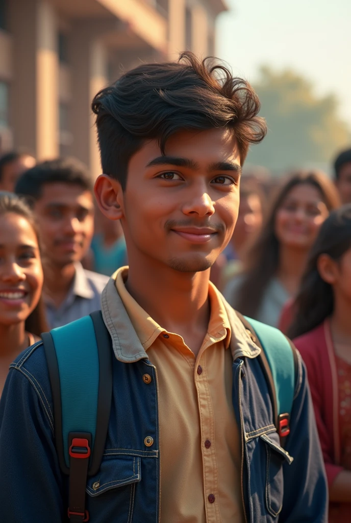 Handsome 20 Year Old Tamil Boy in Classroom with Uniform