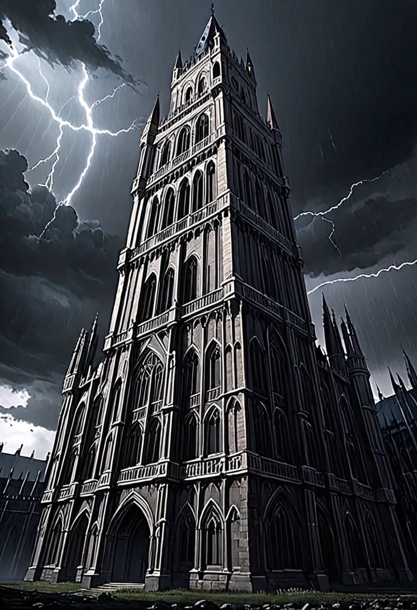 ミステリアスでゴシックなtower, 
darkness, tower,  Gothic Architecture , Black Sky, thunder, Creepy, expensive, A , middle ages, Creepyな雰囲気