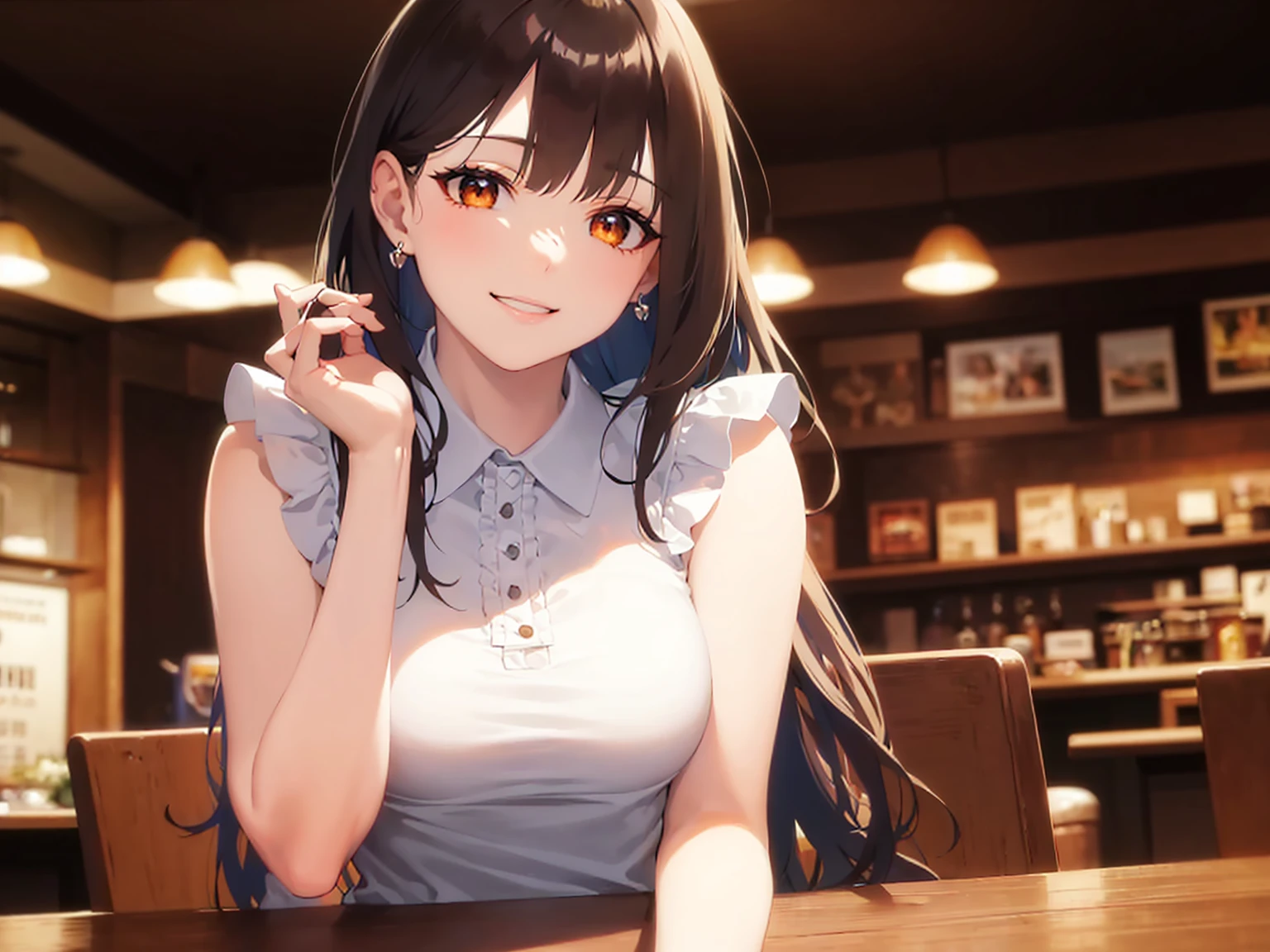 (8K、RAW photo、best image quality、High resolution:1.1)、(超realistic:1.4)、(realistic、Photoreal:1.3)、soft light、with a girl、long hair、Japanese、20-year-old、lifelike face、green eyes、realistic body、real looking skin、、absurd、masterpiece、(cute:1.8)、cuties、solo、(length:1.2)、fine black eyes、innocent eyes、cheek、（Tank top:1.2)、cinematic light、film grain、put your hand on your waist、((small tits:1.4))、pink lips、 open lips、upper teeth、(smiling eyes:0.6)、((grin:1.2))、Depth of the bounds written、blurred background、focus of the eye、Bokeh、summer、Shinjuku、met、big、105mm lens、Huge 、f / 1.4、professional lighting、young、Portrait、photon mapping、radio city、Physically based rendering、(whole body:1.2)