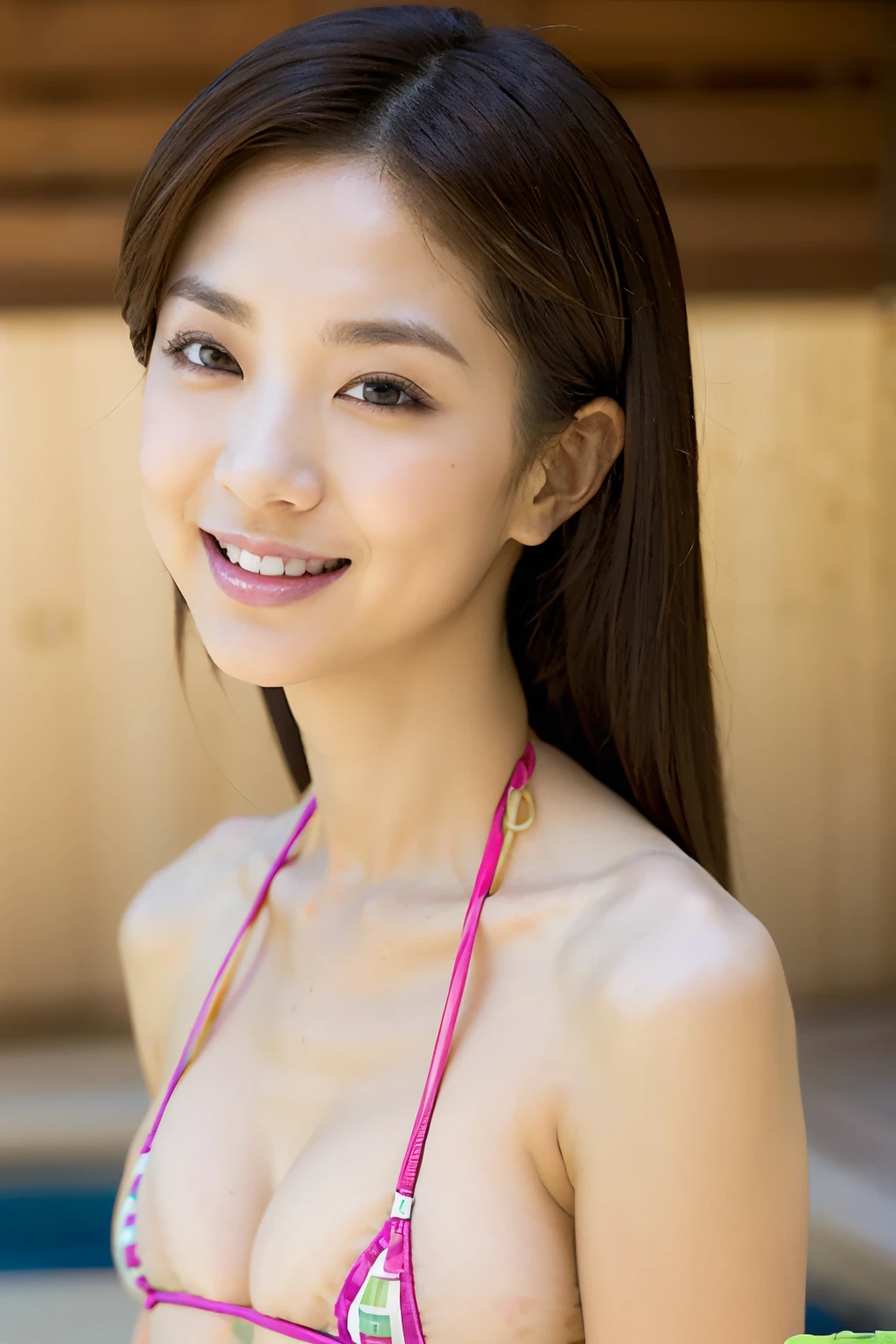 (Best Quality, 16k, 32k, Masterpiece, UHD: 1.2), Dainty Japan Woman Pictures, (Dark Brown Hair), Double Eyelids, (20 Years Old Girl: 1.2), ((Micro Bikini: 2.0)), (Curby: 1.2), (Large Breasts: 1.2),Sexy,(Full Body: 1.2), Character Focus, Blue Micro Bikini, Red Micro Bikini, White Micro Bikini, sunnysmaile,(RAW Photos, Best Quality), (Realistic, photo-Realistic:1.4), masterpiece, Very delicate and beautiful, Very detailed, 2k wallpaper, wonderful, In detail, Very detailed CG unity 8k wallpaper, Super detailed, High resolution, Soft light, Beautiful detailed girl, Very detailed eyes and face, Beautifully detailed nose, Beautiful detailed eyes,Cinematic Lighting,Perfect Anatomy,Slender body,smile,extremely fine and beautiful colors, extremely beautiful and fain design,amazing sapraizz, dynamic production 