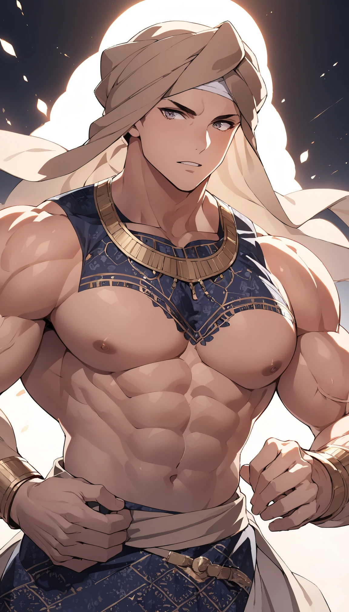 Masterpiece, denoise, void noise, one man, best quality, 8k resolution, male focus, focus only, amazing composition, great lighting, super quality, elegant, Very detailed, (front view), -----------, 35 years old, face, (muscular, slim body), handsome, irish, ((detailed light-gray eyes, detailed eyes)), hairy, ((light blonde hair, short straight hair)), (big ears), ((fuzzy, bushy, thick hairy chest)), ((light blonde bushy body hair)), detailed face, (((very pale skin))), (beard, short beard), (((((Russell Tovey))))), --------------, ((((wearing detailed loincloth)))), ((((chains all over him)))), witty face,