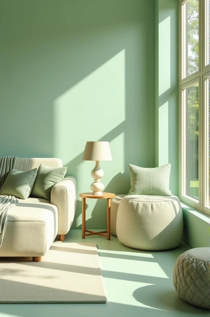 photo of home decor in pastel tones with booho chic greens