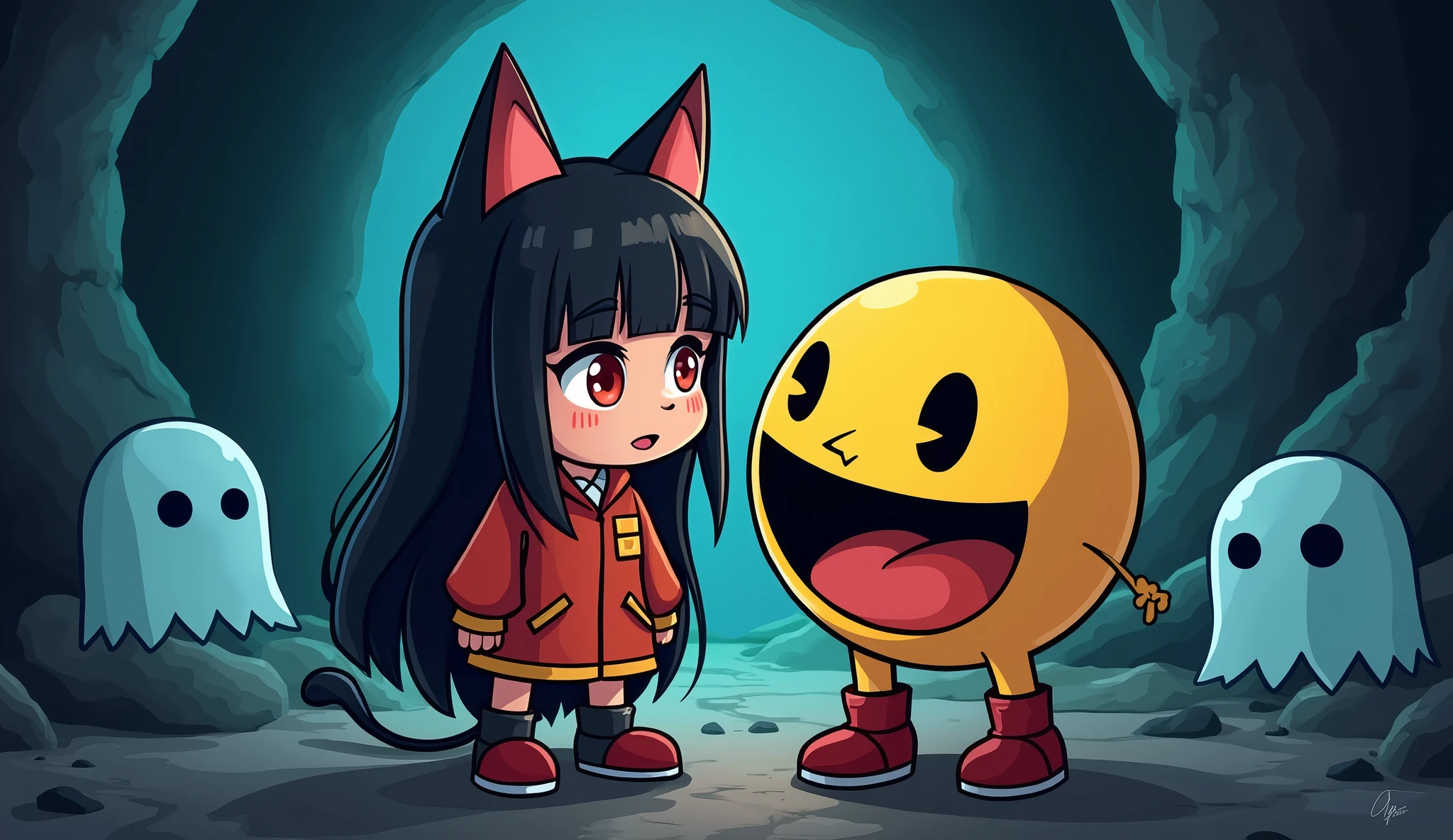 digitalart、Dark Spirits、Yuru Chara Style、Laugh、Wearing a bell
