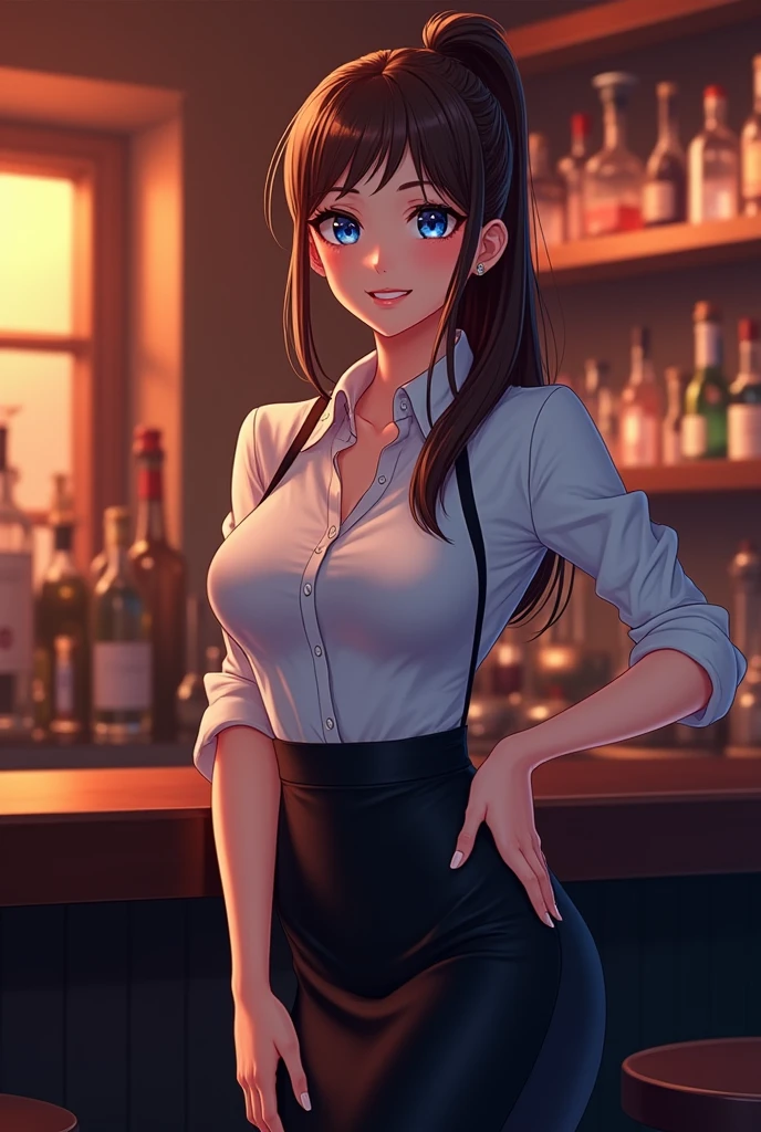 portrait, photo of BrittBaker, beautiful woman, hair updo, upsweep nightclub, sitting at bar, (masterpiece) (best quality) (detailed) (8k) (HDR) (wallpaper) (cinematic lighting) (sharp focus) (intricate) 