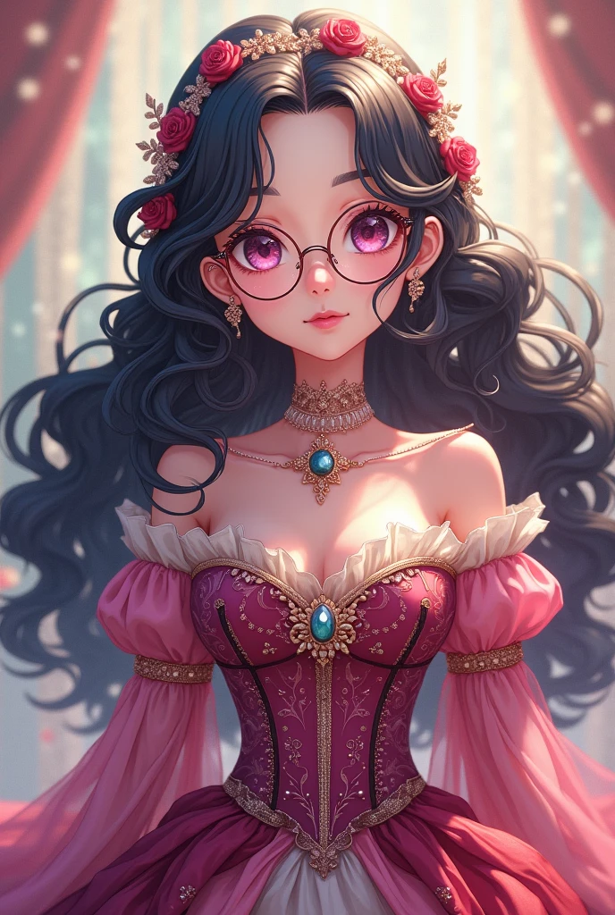 Girl, anime, king, with glasses and big breasts