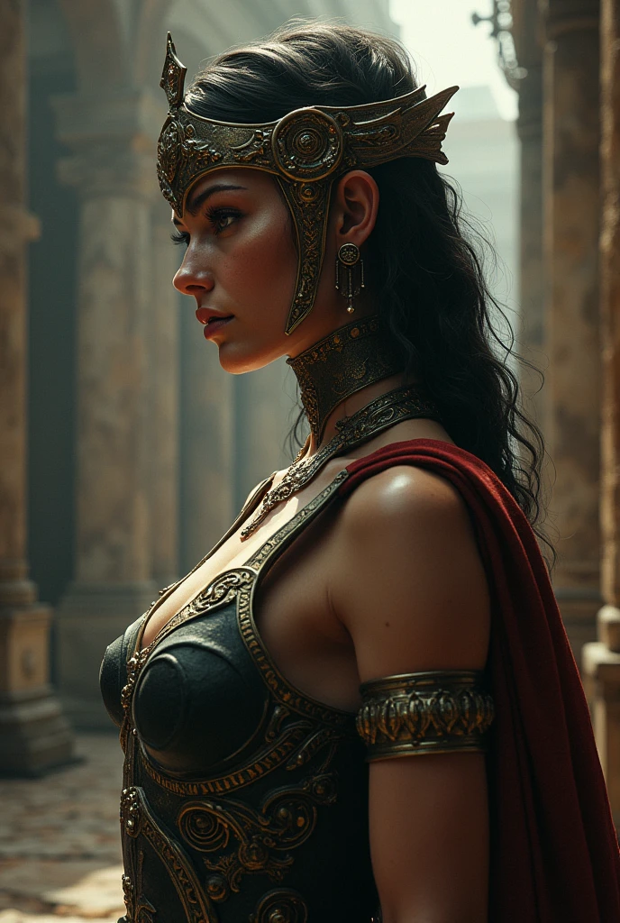 score_9, score_8_up, score_7_up, score_6_up, score_5_up, Margaery Tyrell from Game of Thrones, black hair, sexy, extremely detailed artgerm, in medieval guard uniform posing, midriff, cleavage, (masterpiece, best quality:1.2), Next to a garden, flowers, beautiful, medieval, (insanely detailed, beautiful detailed, masterpiece, best quality), (insanely detailed, masterpiece, best quality) angl